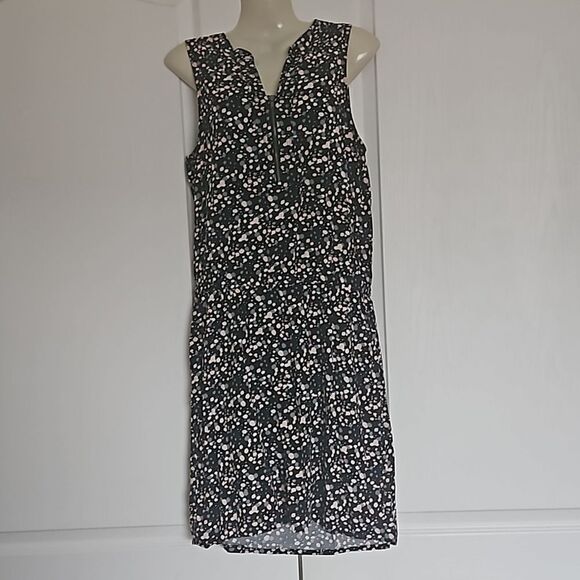 Banana Republic Sleeveless Elastic Waist Mini Cotton Dress Black/Pink Size 8 - Picture 2 of 16